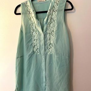 Chloe K Lace Pale Blue Long Tank (Med)